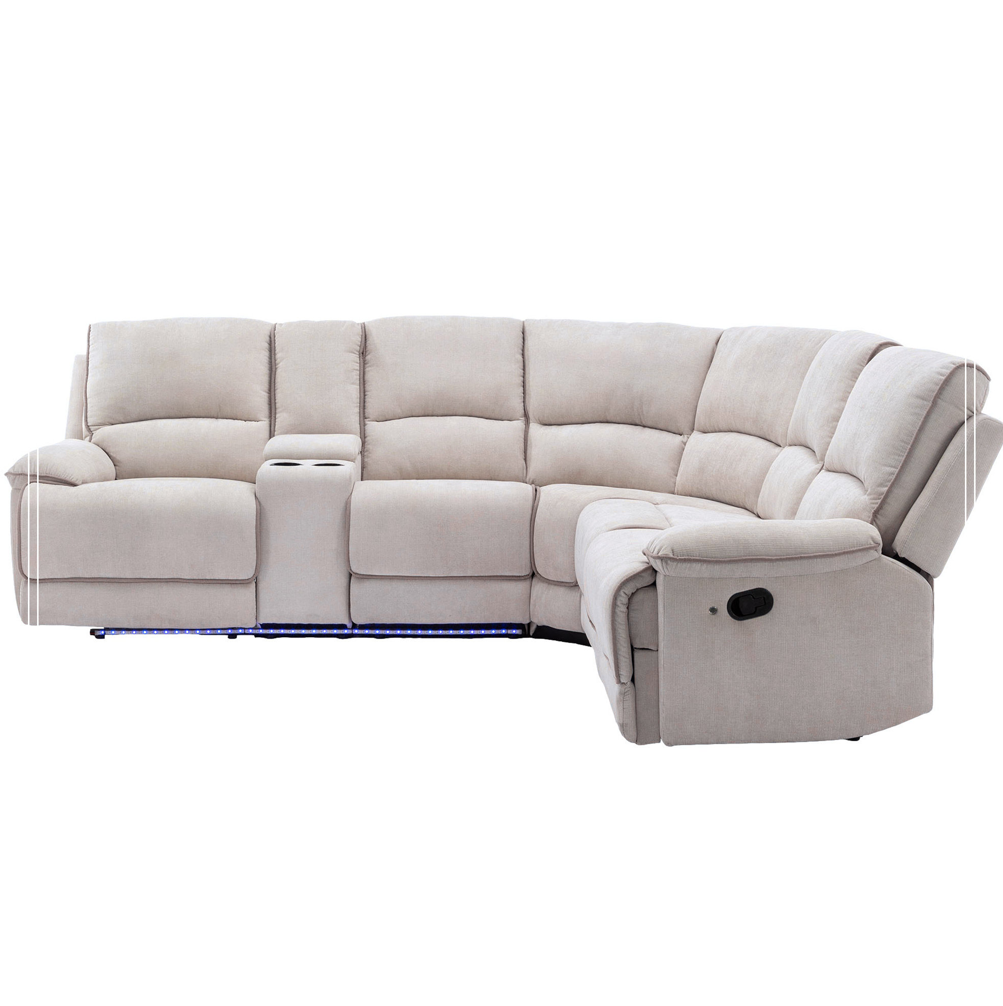 Hokku Designs 94.8" Manual Reclining Living Room Sectional with USB